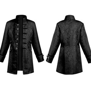 Black Brocade Mandarin Collar kids Coat size 12-14 years
